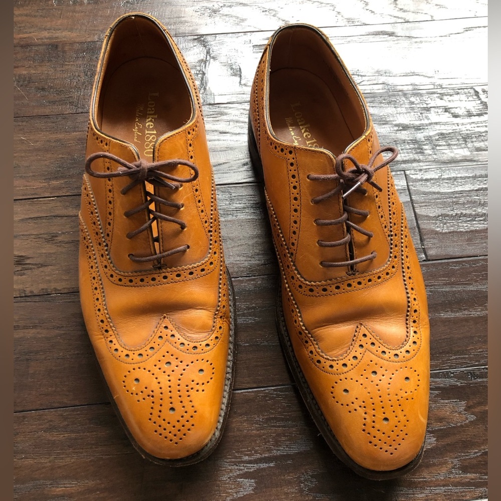 Mens Loake Calf Leather Oxford Wingtip Buckingham Brogues Tan 1880 Size 11.5 US